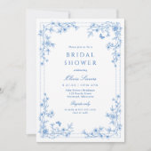 Invitation French Toile Chinoiserie Blue White Bridal Shower (Devant)