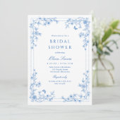 Invitation French Toile Chinoiserie Blue White Bridal Shower (Debout devant)