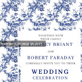 Invitation French Toile de Jouy Blue Floral Wedding Invite