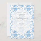 Invitation French Toile Floral Bear 1er anniversaire (Devant)