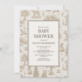 Invitation French Toile Woodland Animals Baby Shower (Devant)