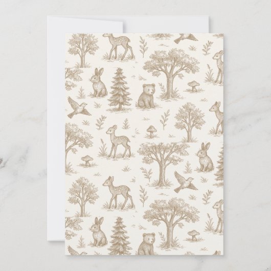 Invitation French Toile Woodland Animals Baby Shower (Dos)