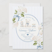 Invitation French Vintage Teddy Bear Coquette Baby Shower (Devant)