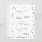 Invitation French Whimsical Script Wedding Invite White (Devant)