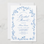 Invitation French Wildflower Toile Blue Bridal Shower (Devant)