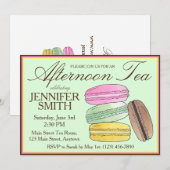 Invitation Frenh Macarons Mariage Shower Thé à l'Après-Midi (Devant / Derrière)