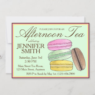Invitation Frenh Macarons Mariage Shower Thé à l'Après-Midi