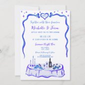 Invitation Frenhch Blue Retro Whimsical Main Draw Bow Photo (Devant)