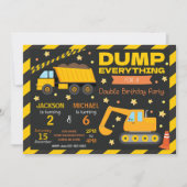 Invitation Frères et sœurs Construction Boy Anniversaire comm (Devant)