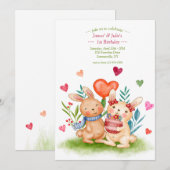 Invitation Frères et sœurs lapins (Devant / Derrière)