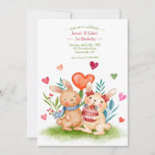 Invitation Frères et sœurs lapins (Devant)