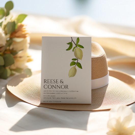 Invitation Fresh Citrus Painted Lemons Modern Mediterranean