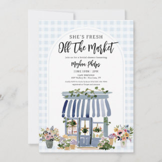 Invitation Fresh Off The Market Blue Floral Bridal Shower