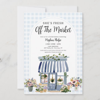 Invitation Fresh Off The Market Blue Floral Bridal Shower