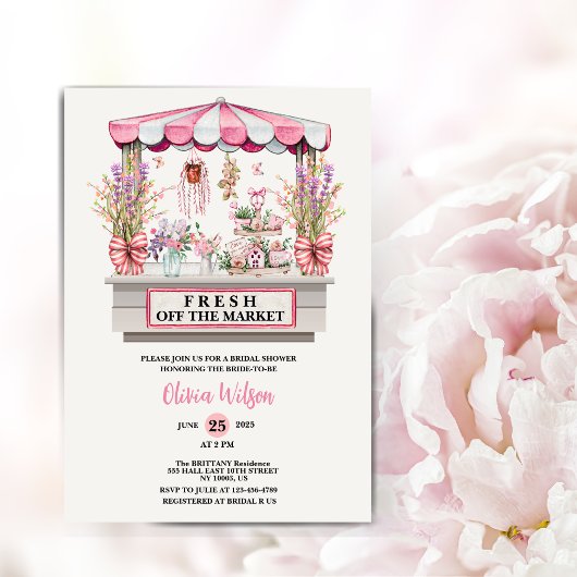 Invitation Fresh Off the Market Bridal Shower Floral Chic Inv