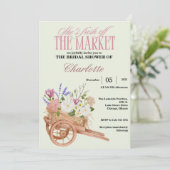 Invitation Fresh Off the Market Bridal Shower Floral Rustic (Debout devant)