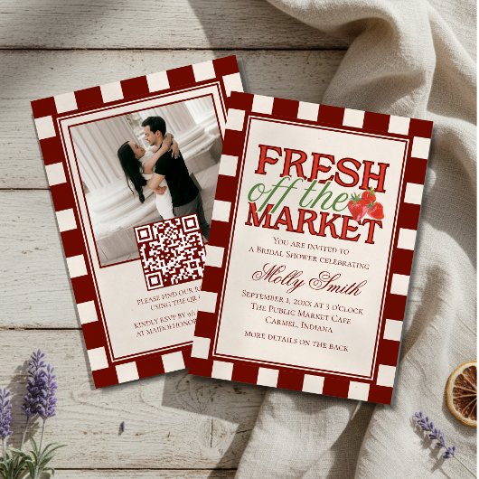 Invitation Fresh Off the Market Checkered Bridal Shower