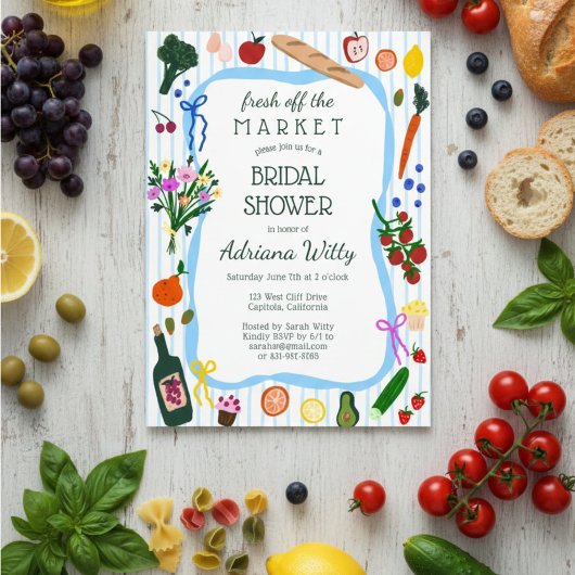 Invitation FRESH OFF THE MARKET Cute Custom Bridal Shower