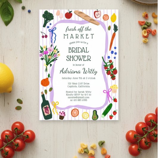 Invitation FRESH OFF THE MARKET Cute Custom Bridal Shower