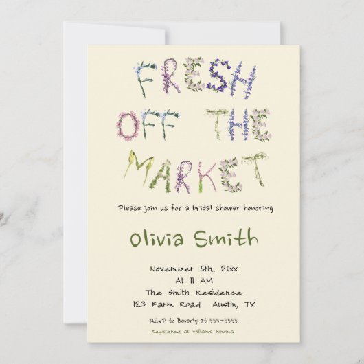 Invitation Fresh off the Market - Fête des mariées (Devant)