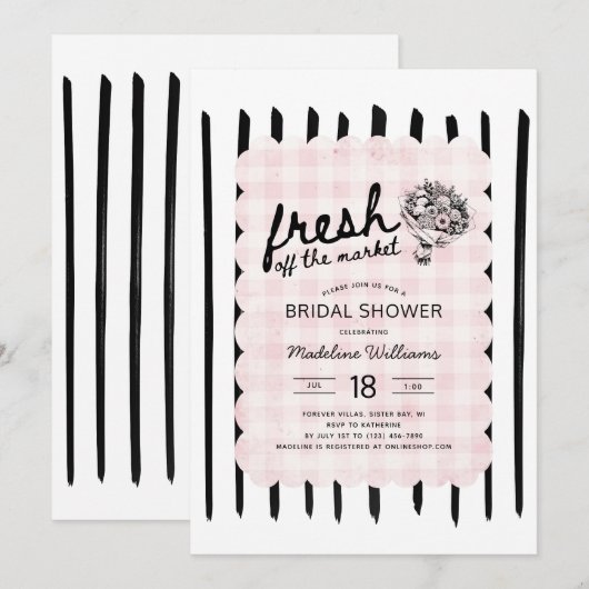 Invitation Fresh Off the Market Flowers Bridal Shower (Devant / Derrière)