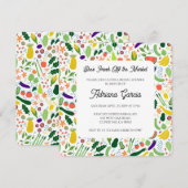 Invitation FRESH OFF THE MARKET Fruits & Veggies Cute CUSTOM  (Devant / Derrière)