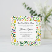 Invitation FRESH OFF THE MARKET Fruits & Veggies Cute CUSTOM  (Debout devant)