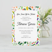 Invitation FRESH OFF THE MARKET Fruits & Veggies Cute CUSTOM (Debout devant)