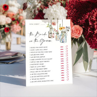 Invitation Fresh Off The Market Guess Who Bridal Game Card