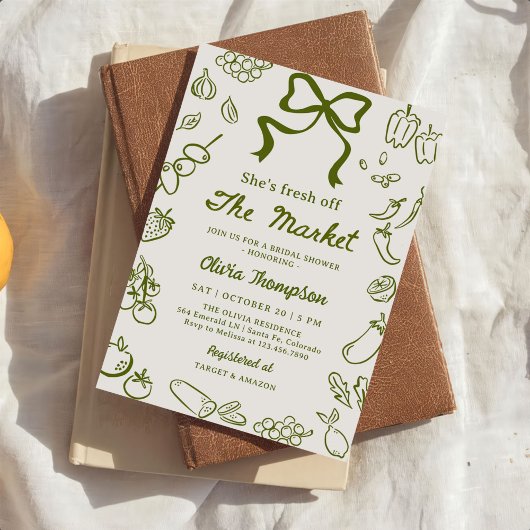 Invitation Fresh Off the Market Hand Drawn Bridal Shower
