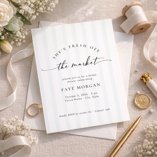 Invitation Fresh Off the Market Modern Stripe Bridal Shower