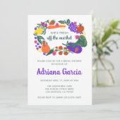 Invitation FRESH OFF THE MARKET Veggies Fruits Bridal Shower (Debout devant)