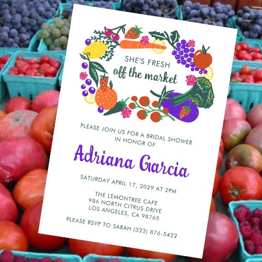 Invitation FRESH OFF THE MARKET Veggies Fruits Bridal Shower