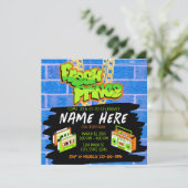 Invitation Fresh Prince 90s Boombox Bleu Orange Anniversaire (Debout devant)