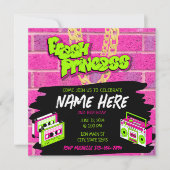 Invitation Fresh Princess 90s Boombox Hot rose Anniversaire (Devant)