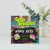 Invitation Fresh Princess 90s Boombox Vert rose Anniversaire (Debout devant)