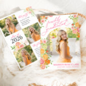 Invitation Freshly Graduated Floral Citrus Graduation Party