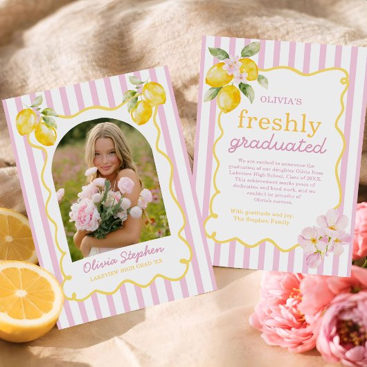 Invitation Freshly Graduated Lemon Graduation Announcement
