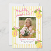 Invitation Freshly Graduated Lemon Pink Bow Graduation (Devant)