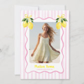 Invitation Freshly Graduated Lemon Pink Stripes Graduation (Devant)