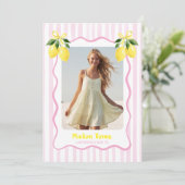 Invitation Freshly Graduated Lemon Pink Stripes Graduation (Debout devant)