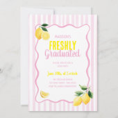 Invitation Freshly Graduated Lemon Pink Stripes Graduation (Dos)
