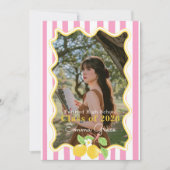 Invitation Freshly Graduated Lemon Pink Stripes Graduation (Devant)