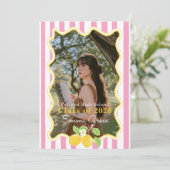 Invitation Freshly Graduated Lemon Pink Stripes Graduation (Debout devant)