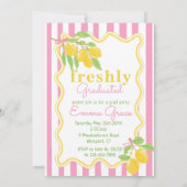 Invitation Freshly Graduated Lemon Pink Stripes Graduation (Dos)