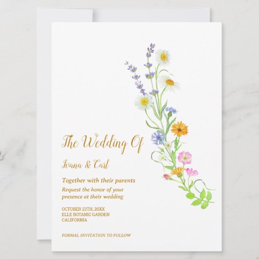Invitation FREYA Fleur sauvage Mariage simple (Devant)