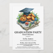 Invitation Fried Chicken Graduation Party Celebration (Devant / Derrière)