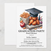 Invitation Fried Chicken Graduation Party Celebration (Devant / Derrière)
