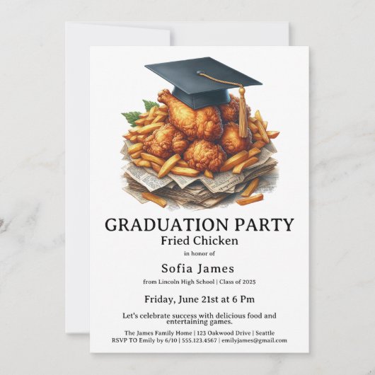 Invitation Fried Chicken Graduation Party Celebration (Devant)