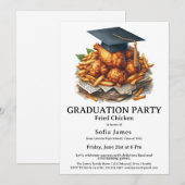 Invitation Fried Chicken Graduation Party Celebration (Devant / Derrière)